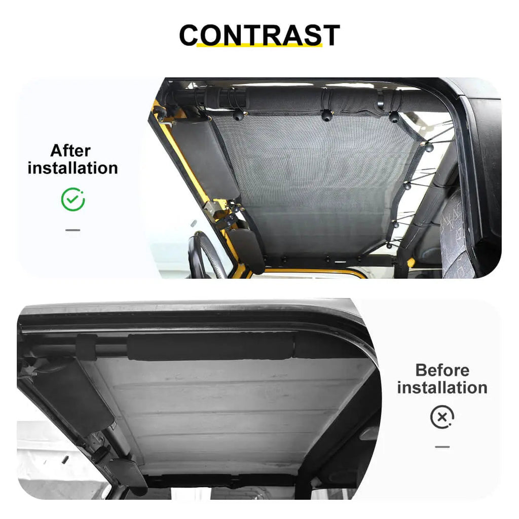 For Jeep Wrangler TJ Car Rear Trunk Sun Shade Top Insulation Net Cover Kit (2 pcs)