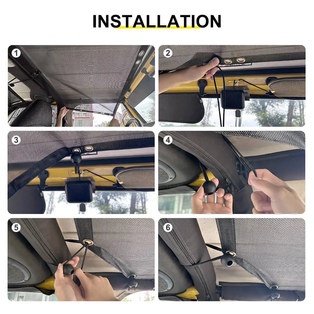 For Jeep Wrangler TJ Car Rear Trunk Sun Shade Top Insulation Net Cover Kit (2 pcs)