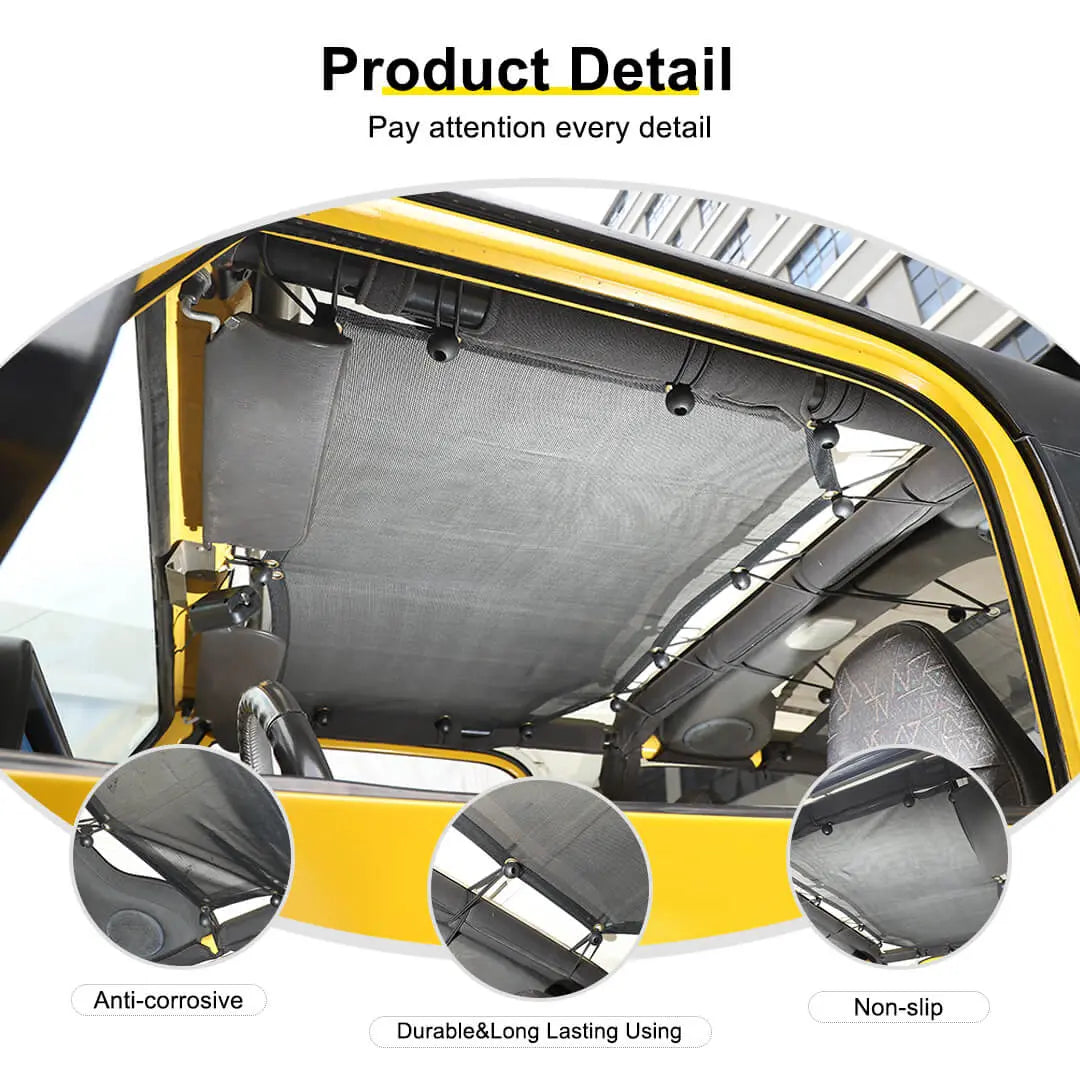 For Jeep Wrangler TJ Car Rear Trunk Sun Shade Top Insulation Net Cover Kit (2 pcs)