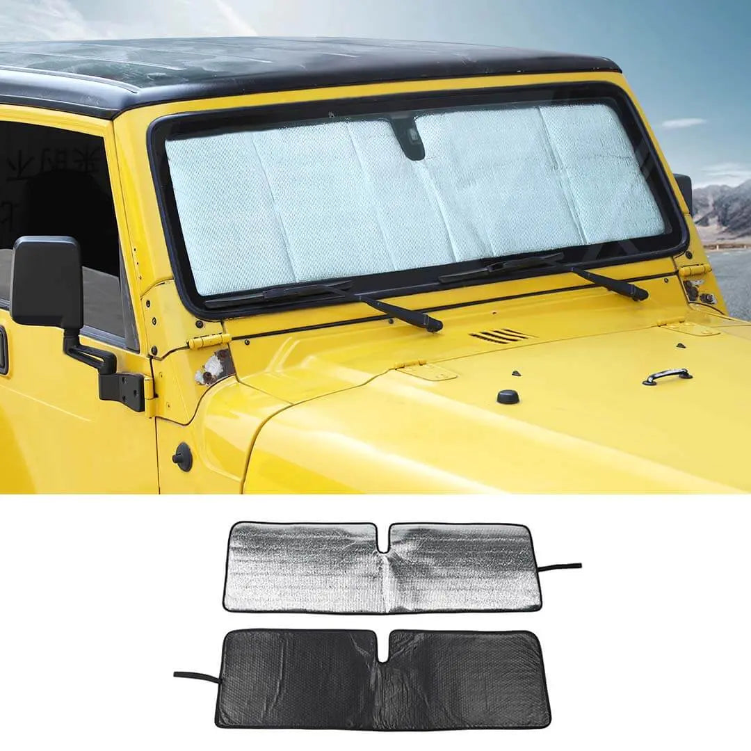 For Jeep Wrangler TJ JK  Car Window Front Windshield Sunshade Foldable Sun Visor Accessories