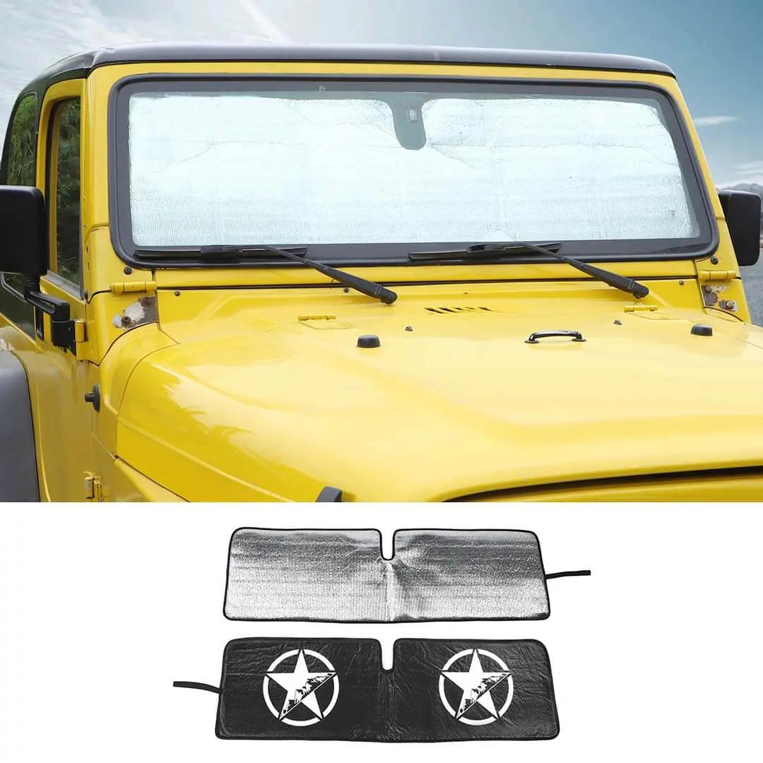 For Jeep Wrangler TJ JK  Car Window Front Windshield Sunshade Foldable Sun Visor Accessories