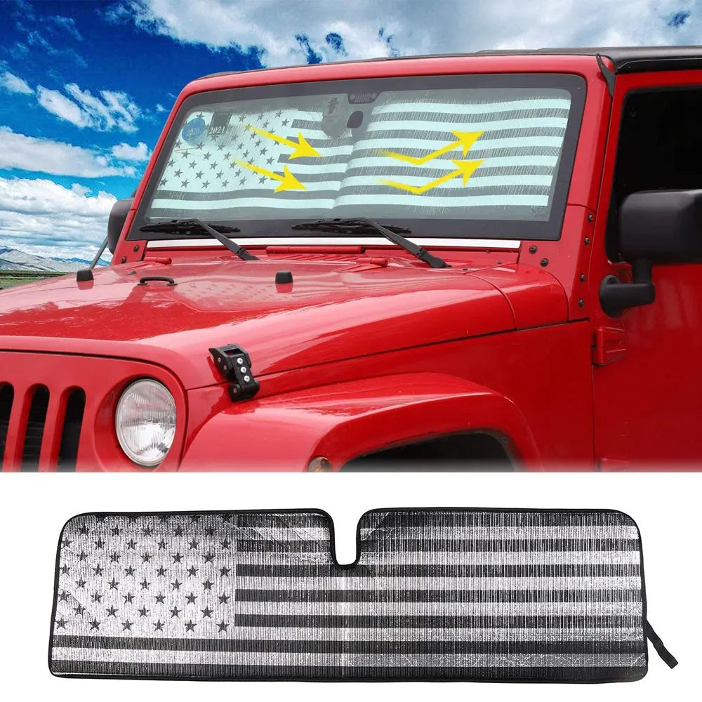 For Jeep Wrangler TJ JK  Car Window Front Windshield Sunshade Foldable Sun Visor Accessories