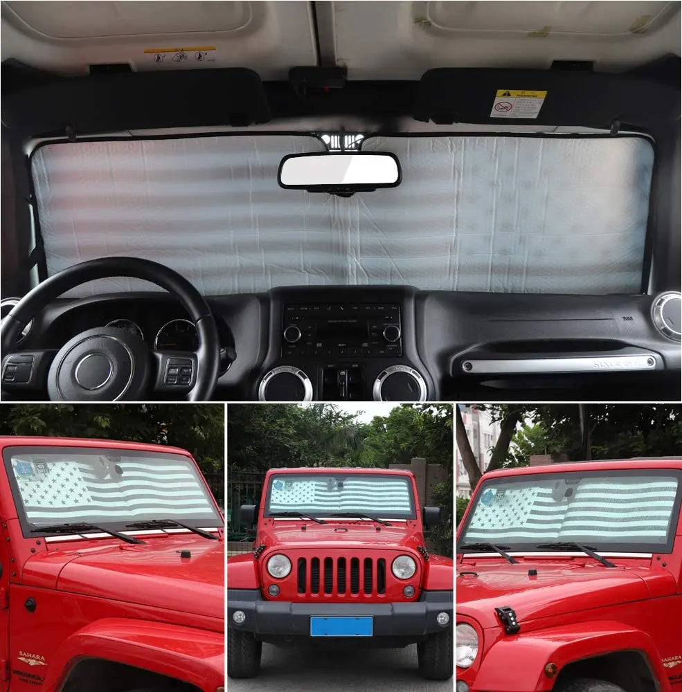 For Jeep Wrangler TJ JK  Car Window Front Windshield Sunshade Foldable Sun Visor Accessories