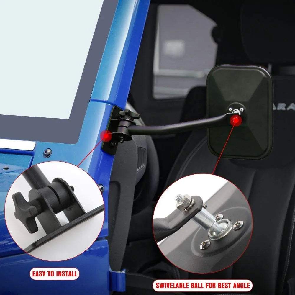 For Jeep Wrangler TJ JK JKU Door Off Mirrors Rear View Quick Release Mirrors
