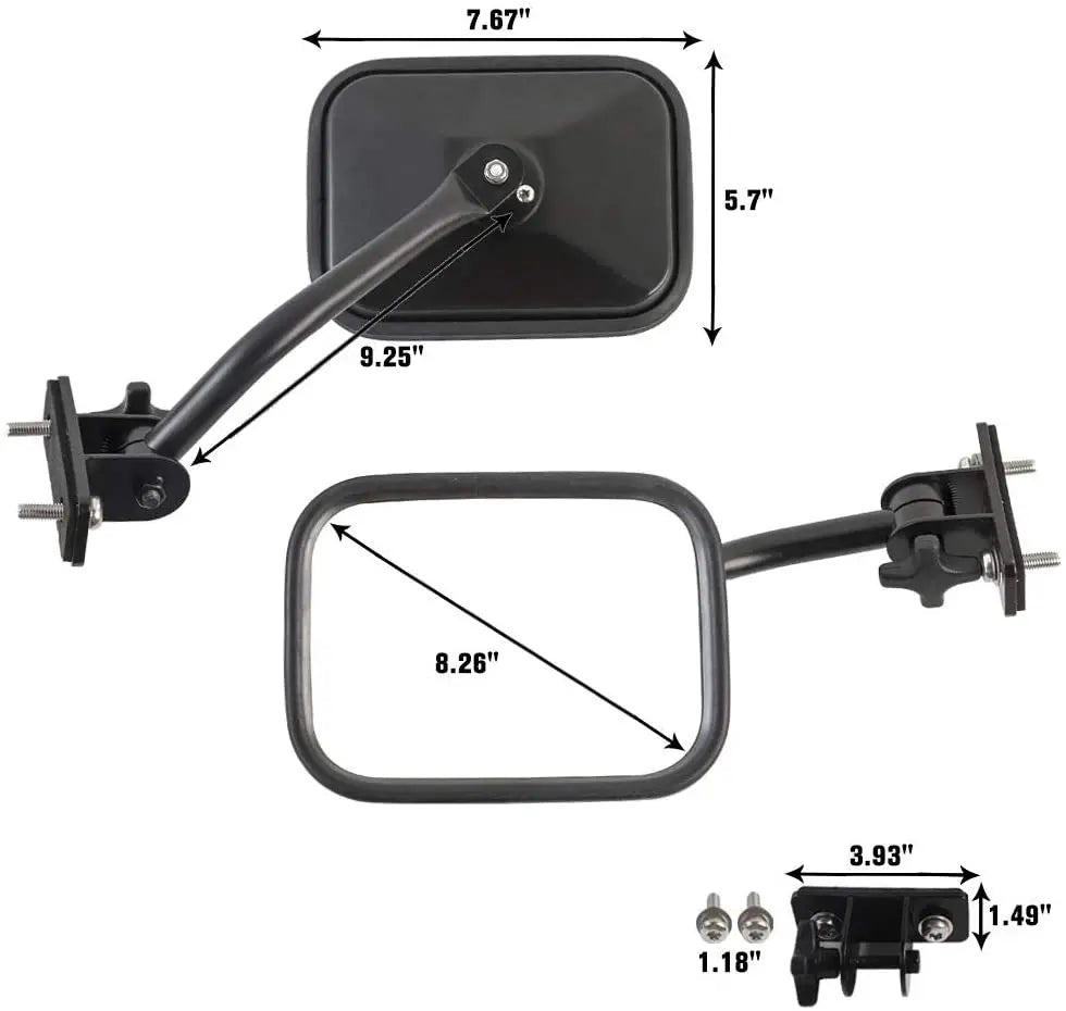 For Jeep Wrangler TJ JK JKU Door Off Mirrors Rear View Quick Release Mirrors