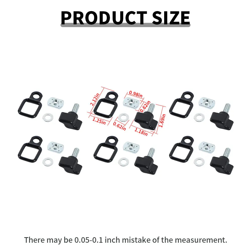 For Jeep Wrangler TJ JK JKU JL JLU Hardtop Thumb Screws & Bolts Quick Release with 6 Tie Down Anchors