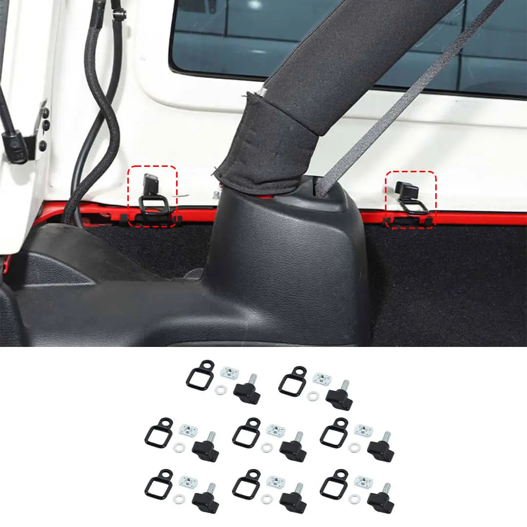 For Jeep Wrangler TJ JK JKU JL JLU Hardtop Thumb Screws & Bolts Quick Release with 6 Tie Down Anchors