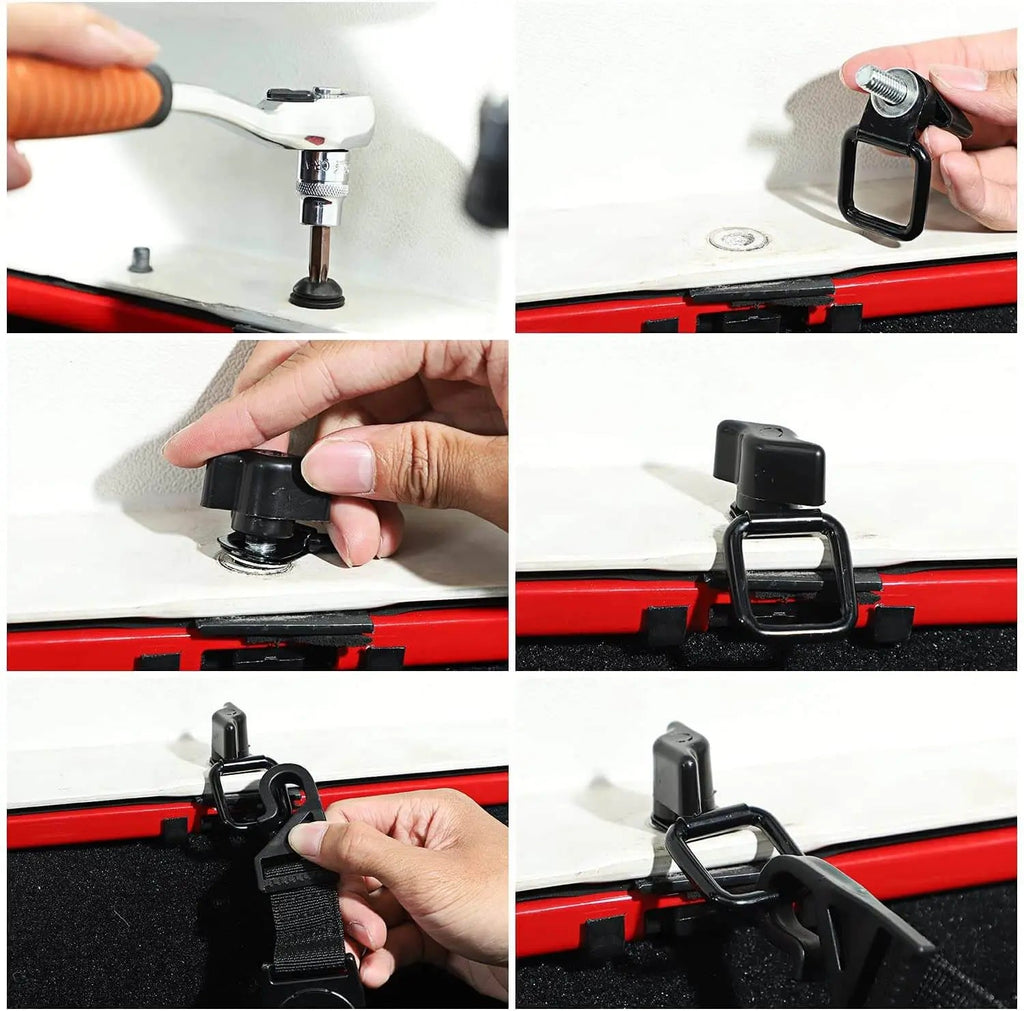 For Jeep Wrangler TJ JK JKU JL JLU Hardtop Thumb Screws & Bolts Quick Release with 6 Tie Down Anchors