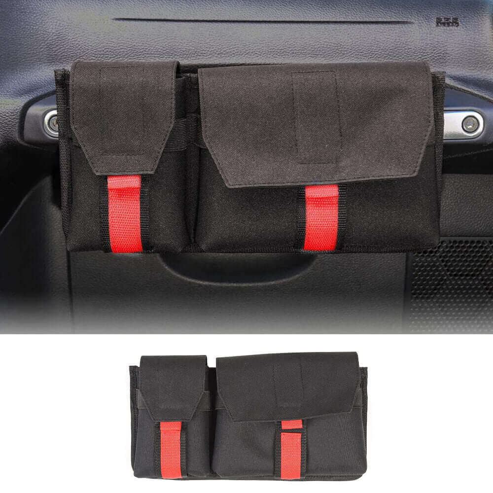 For Jeep Wrangler TJ JK JKU JL JLU Passenger Grab Handles Storage Bag Organizer, 2 in 1 Pocket Multi-Purpose Storage Bag