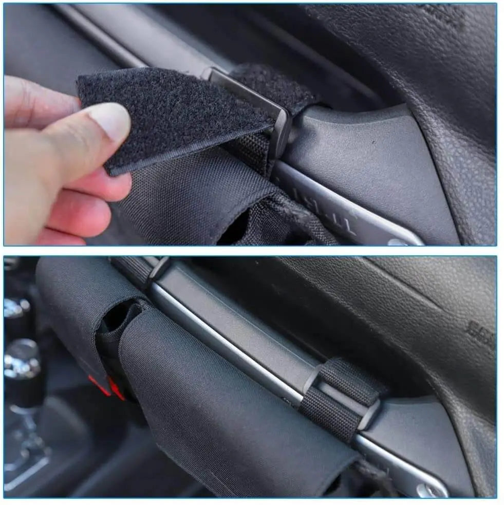 For Jeep Wrangler TJ JK JKU JL JLU Passenger Grab Handles Storage Bag Organizer, 2 in 1 Pocket Multi-Purpose Storage Bag