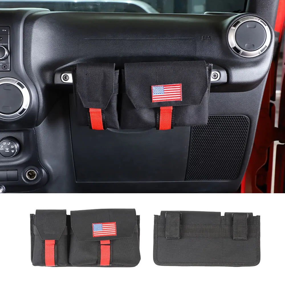 For Jeep Wrangler TJ JK JKU JL JLU Passenger Grab Handles Storage Bag Organizer, 2 in 1 Pocket Multi-Purpose Storage Bag
