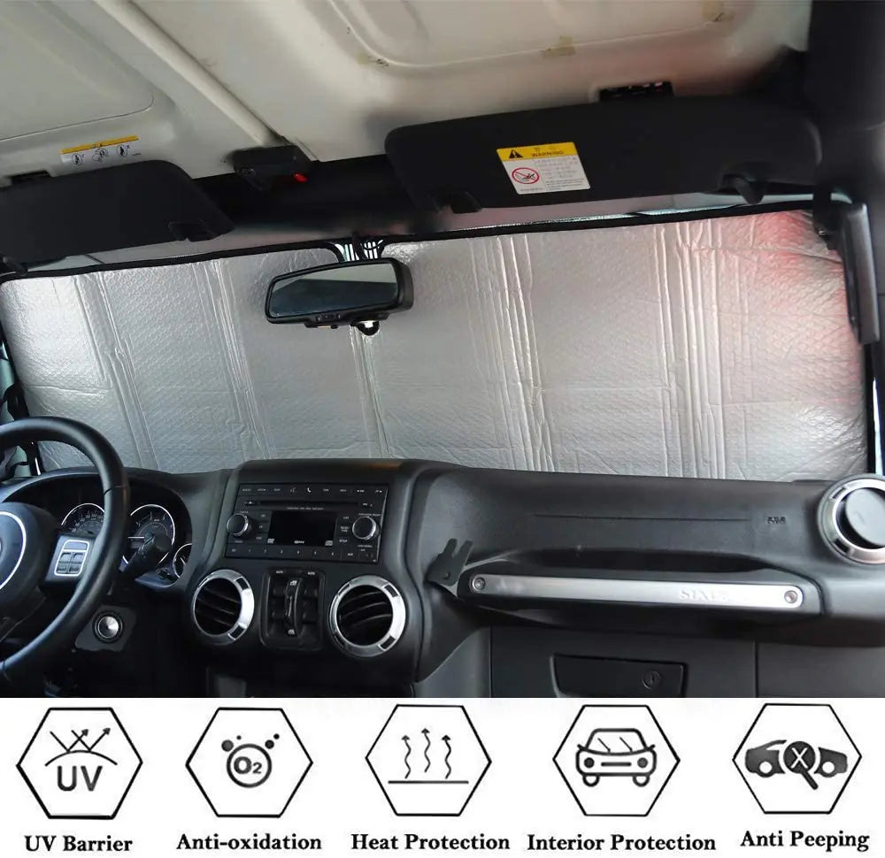For Jeep Wrangler TJ JK JKU Windshield Sunshade Heat Shield Sun Visor Mat