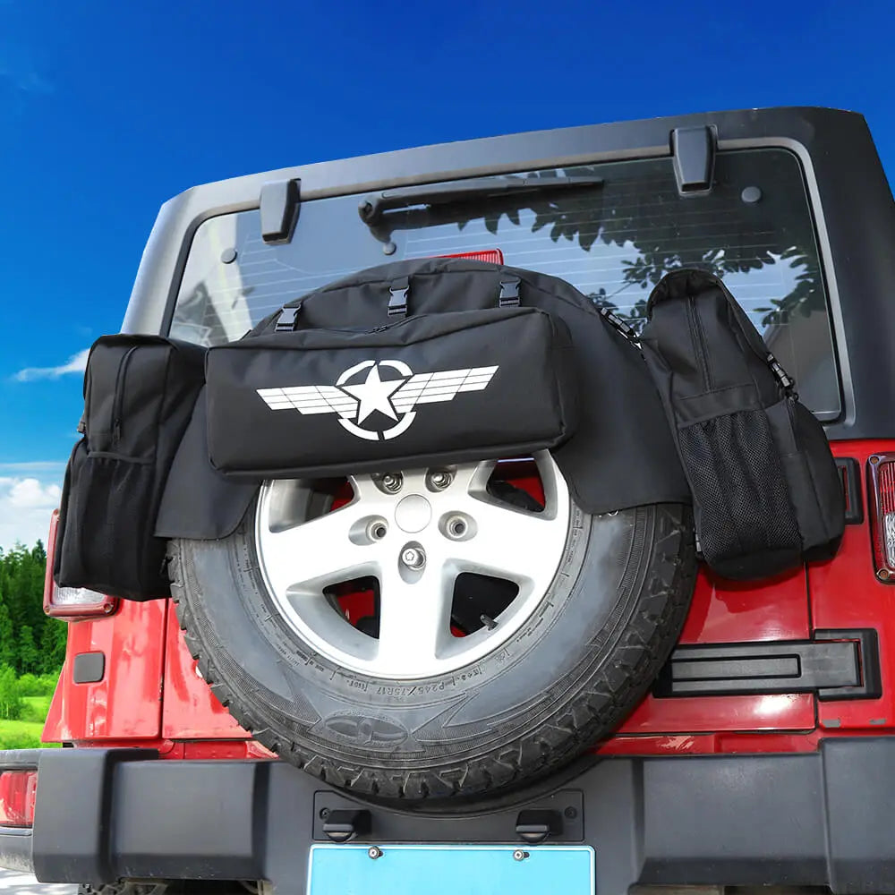 For Jeep Wrangler TJ JK JL 4PCS Spare Tire Storage Bag Cargo Organizer Bag Kit
