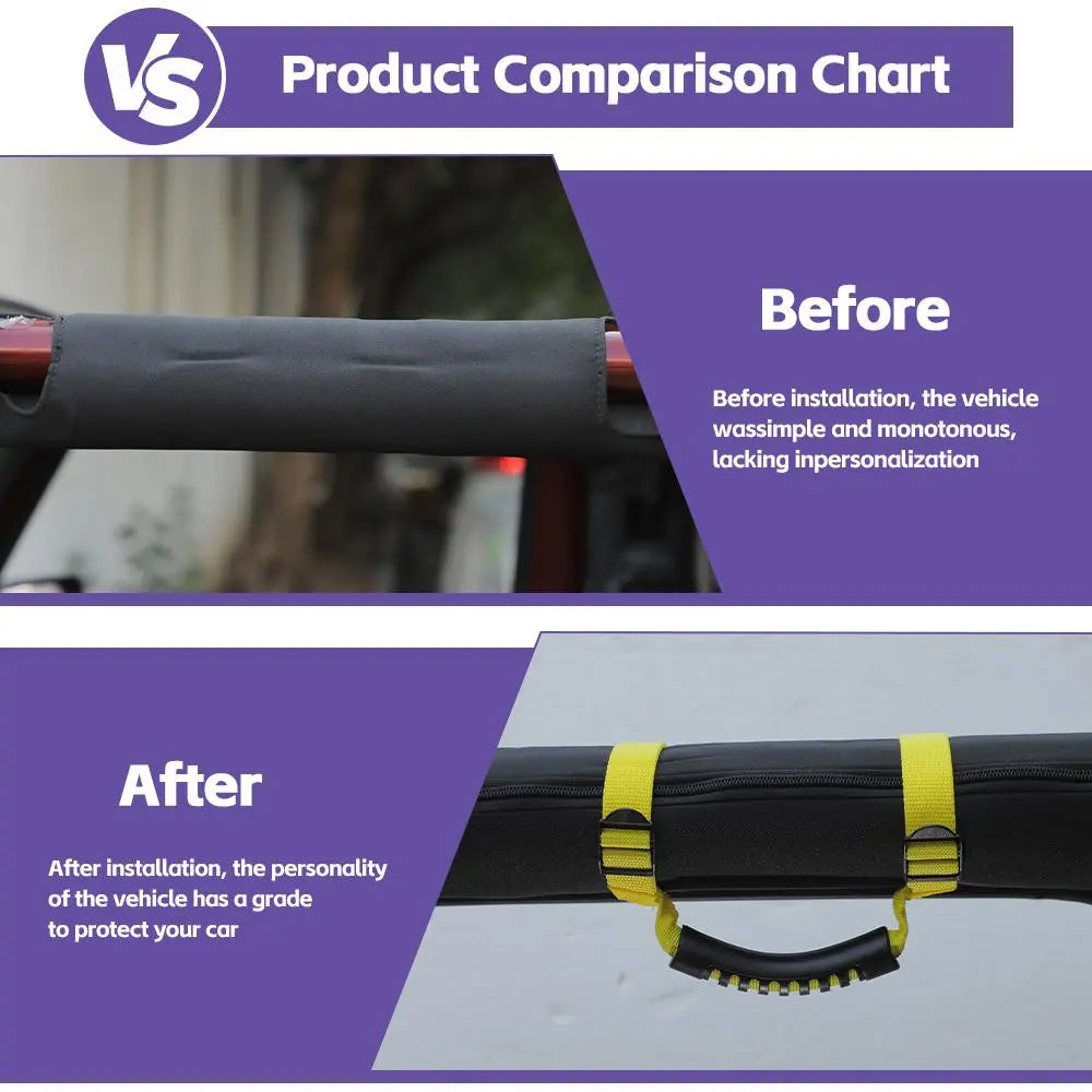 For Jeep Wrangler TJ JK JL JT 2-Door 2 x Top Roll Bar Grab Handles Grip