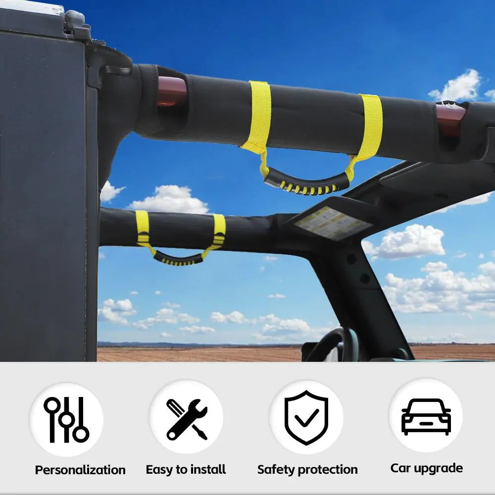 For Jeep Wrangler TJ JK JL JT 2-Door 2 x Top Roll Bar Grab Handles Grip