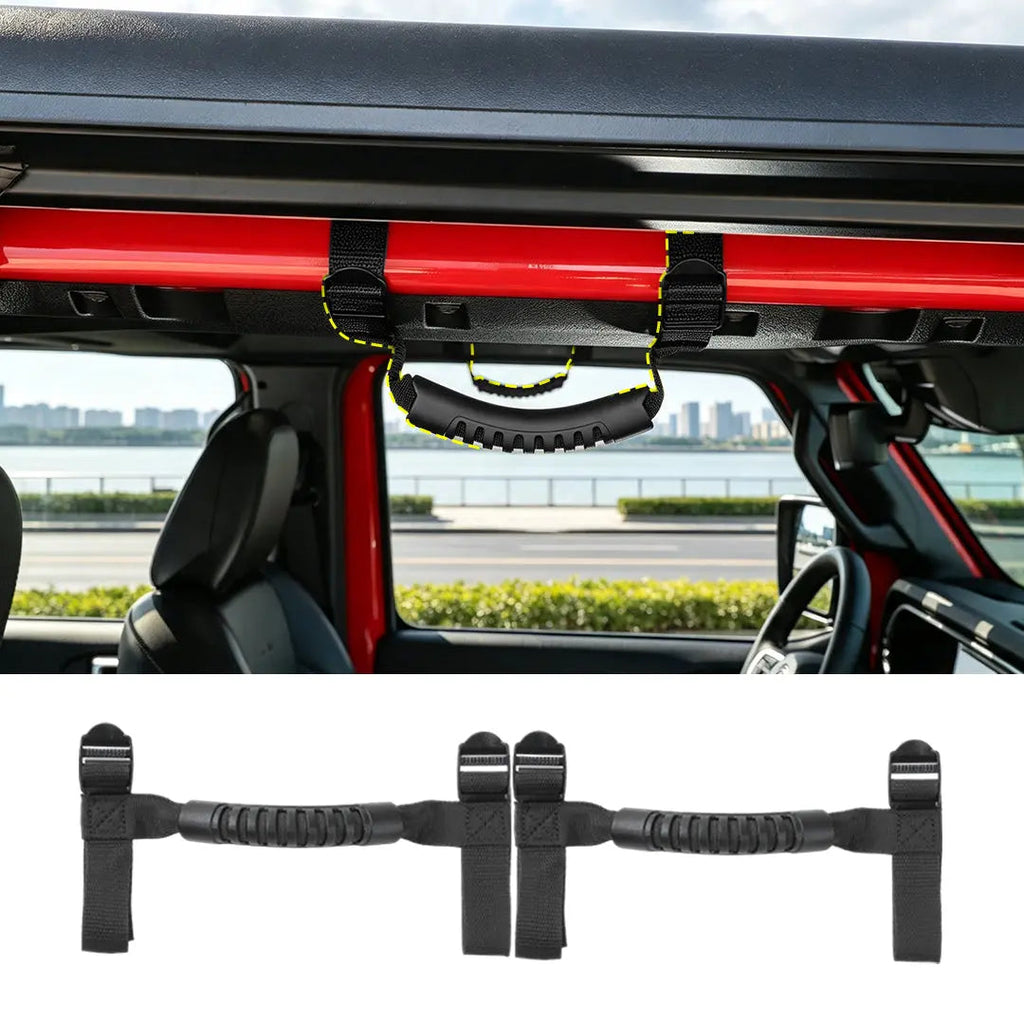 For Jeep Wrangler TJ JK JL JT 2-Door 2 x Top Roll Bar Grab Handles Grip