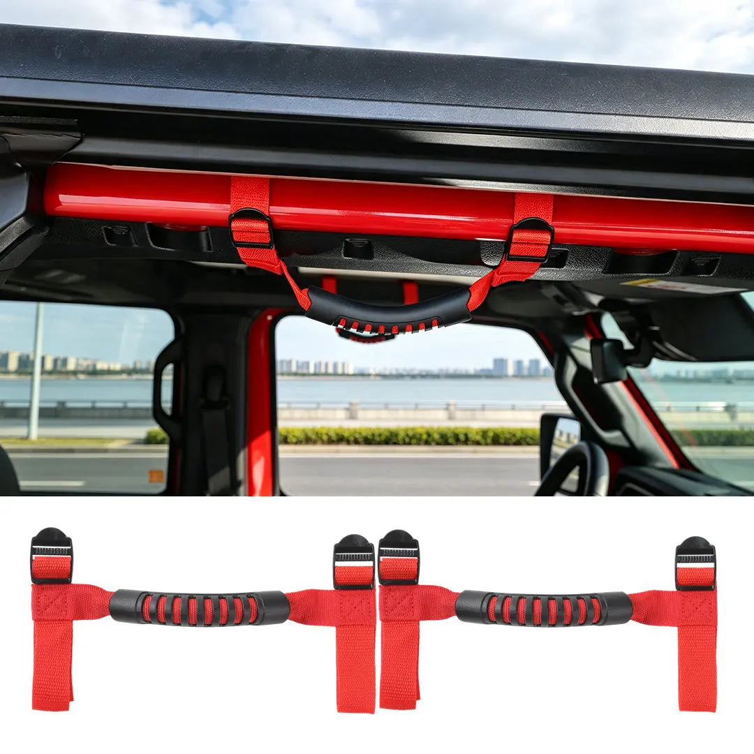 For Jeep Wrangler TJ JK JL JT 2-Door 2 x Top Roll Bar Grab Handles Grip
