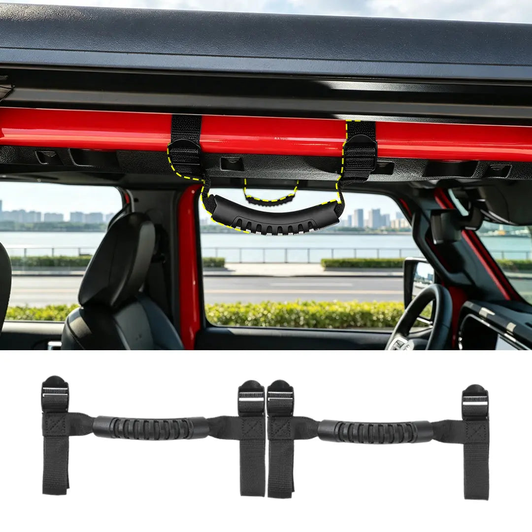 For Jeep Wrangler TJ JK JL JT 2-Door 2 x Top Roll Bar Grab Handles Grip