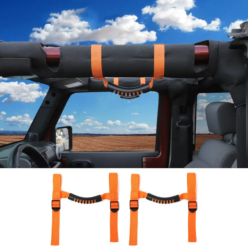 For Jeep Wrangler TJ JK JL JT 2-Door 2 x Top Roll Bar Grab Handles Grip