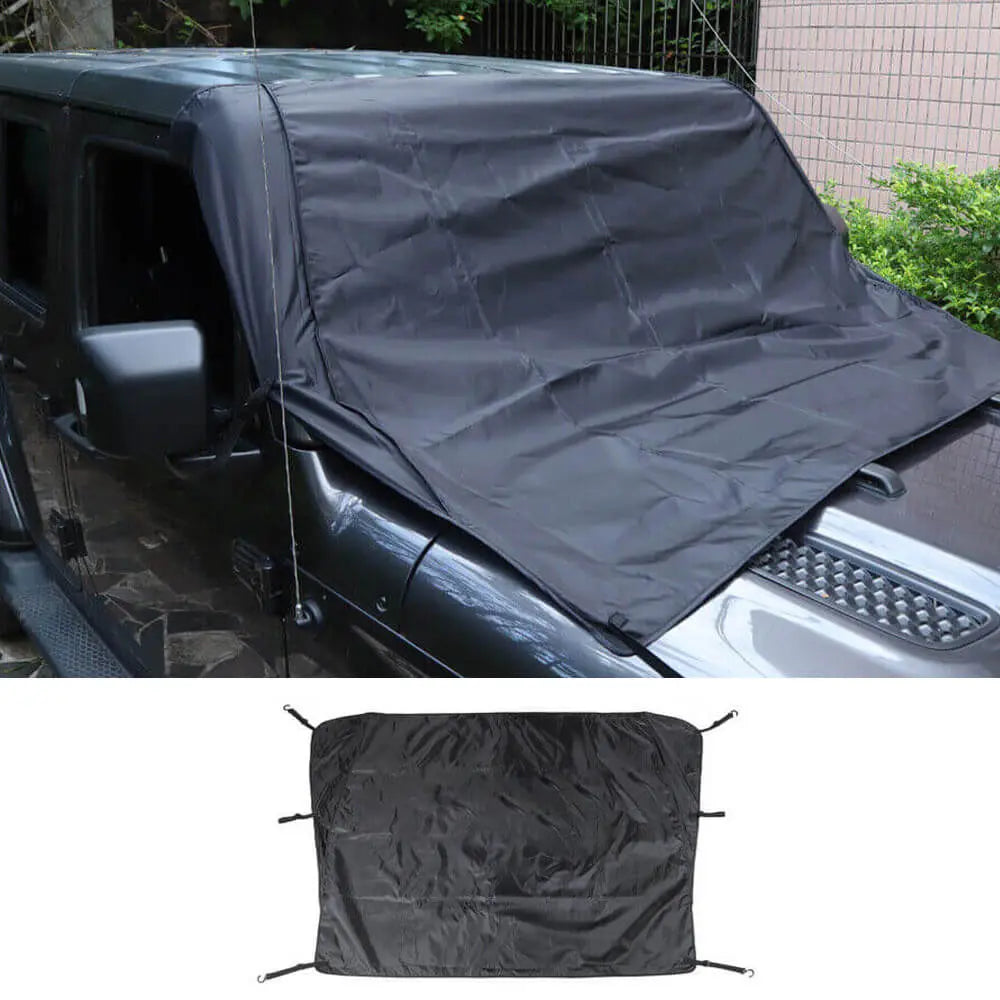 For Jeep Wrangler TJ JK JL JT Front Windshield Snow Shield Cover Waterproof Sun Shade Anti-UV Weather Black