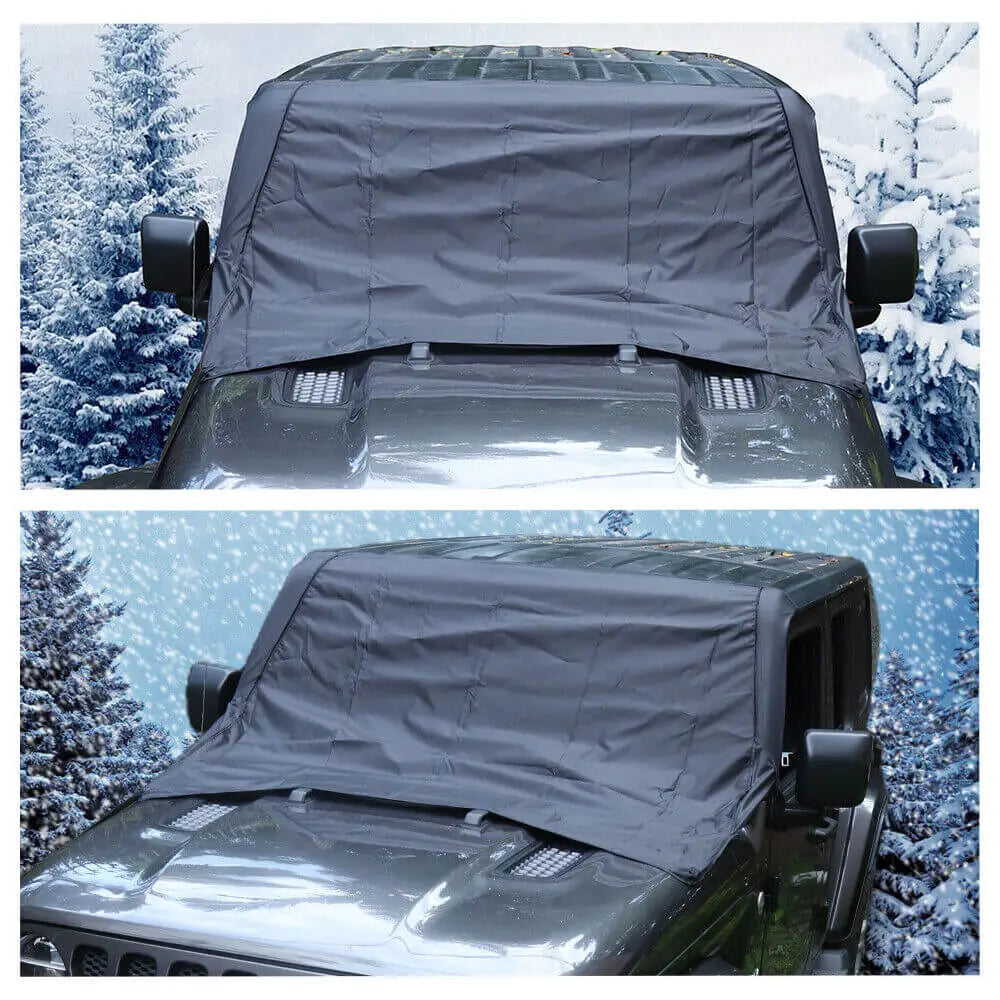 For Jeep Wrangler TJ JK JL JT Front Windshield Snow Shield Cover Waterproof Sun Shade Anti-UV Weather Black
