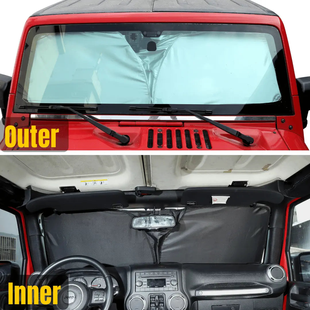 For Jeep Wrangler TJ JK JL JT Front Windshield Sunshade – UV Protection Heat Shield Visor for Car Interior