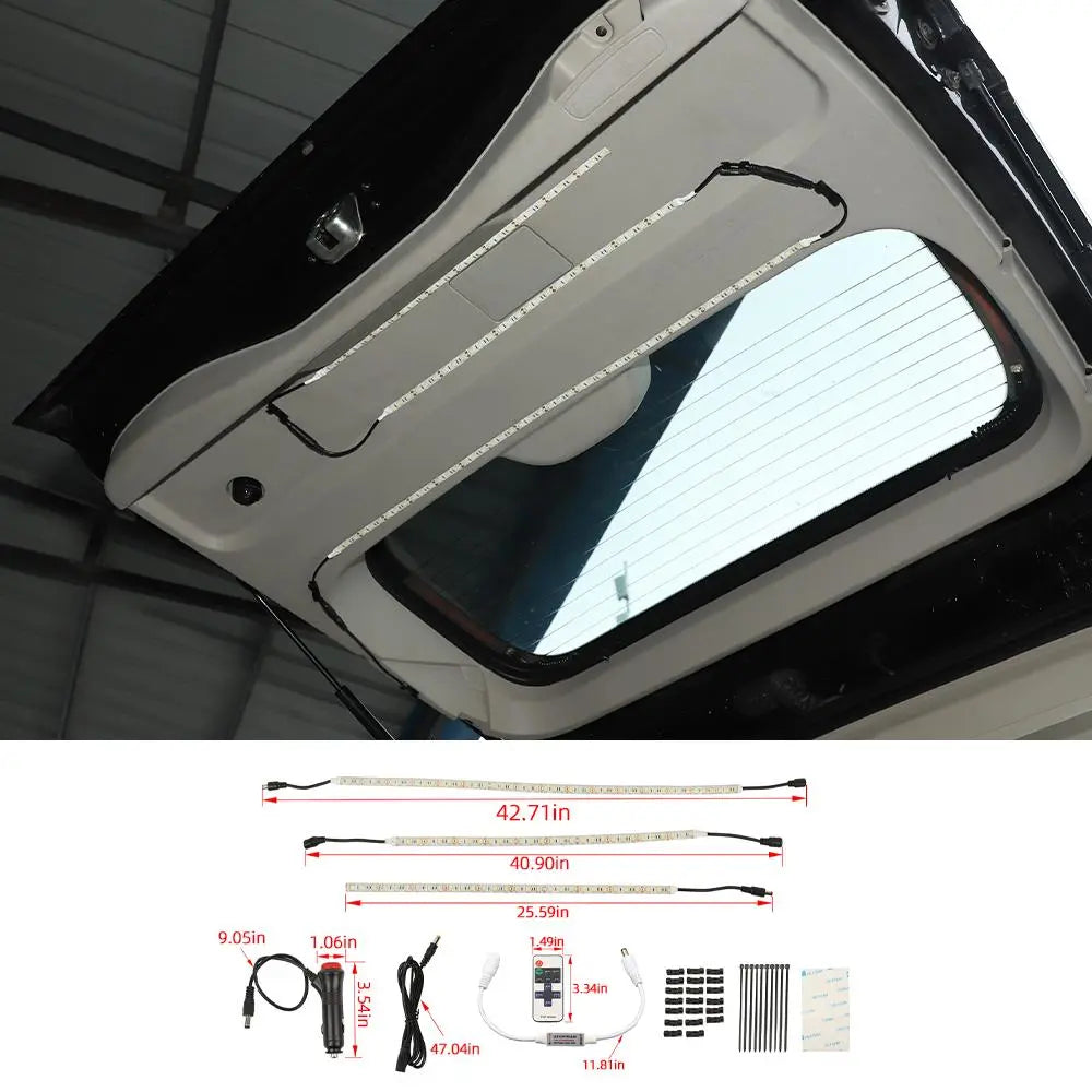 For Jeep Wrangler TJ JK JL JT/ Grand Cherokee/ Cherokee/ Renegade/ Compass/ Patriot Rear Tailgate LED Glass Gate Hatch Dome Light Bar