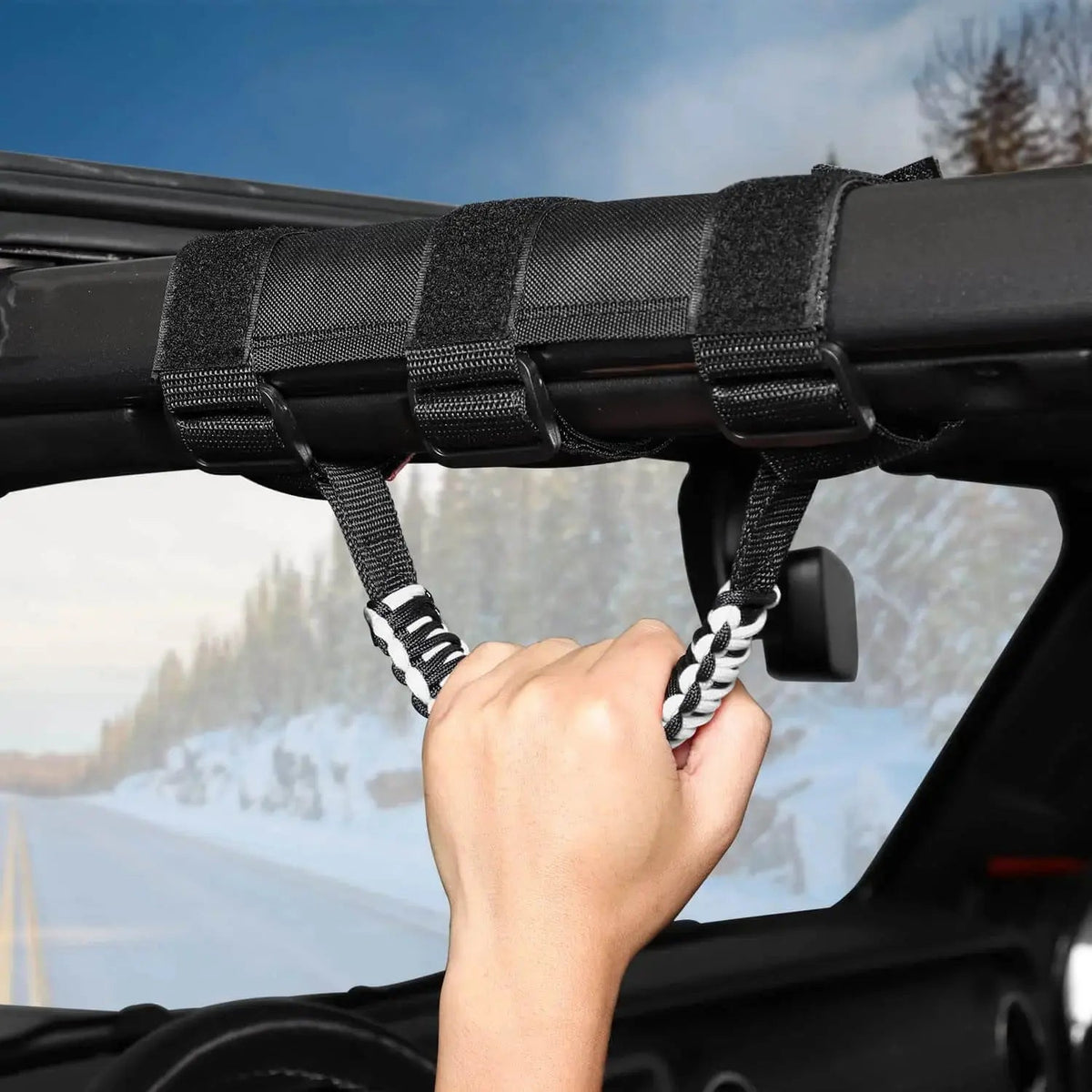 For Jeep Wrangler TJ JK JL & Gladiator JT 2 x Roll Bar Grab Handles Paracord Grip American Flag