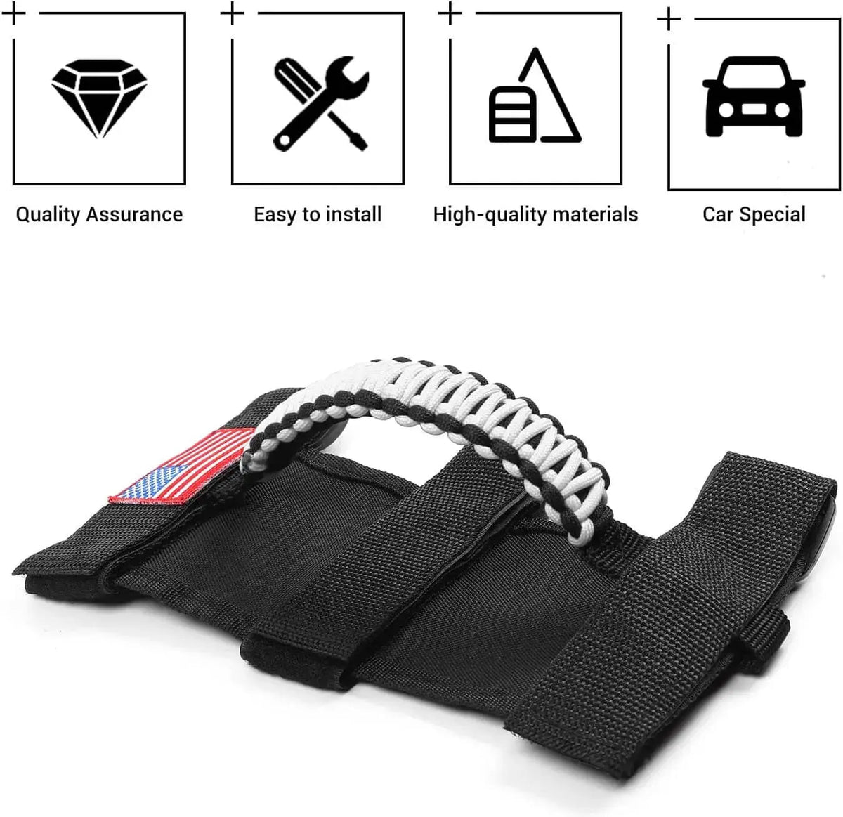 For Jeep Wrangler TJ JK JL & Gladiator JT 2 x Roll Bar Grab Handles Paracord Grip American Flag