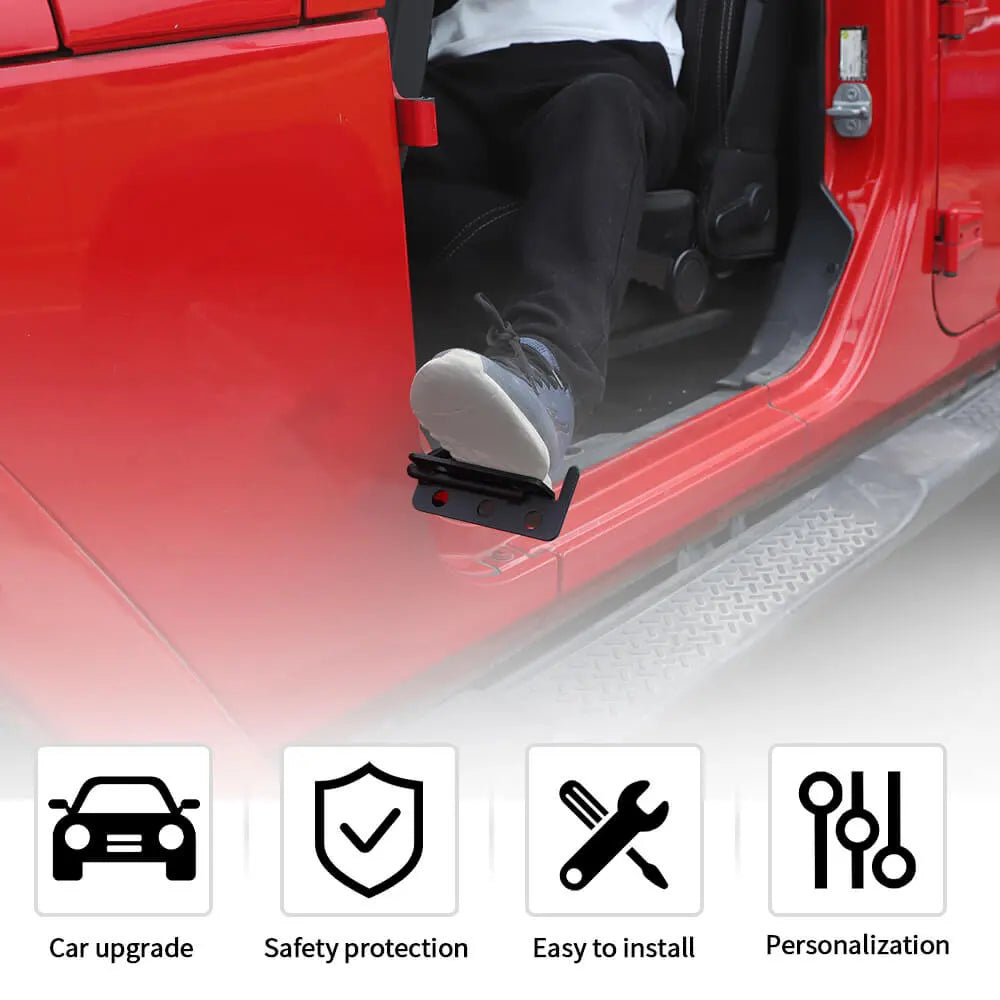 For Jeep Wrangler TJ JK JL & Gladiator JT Door Front Foot Rest Pedal Kick Pegs Panel Bezels  (Circular Hole)