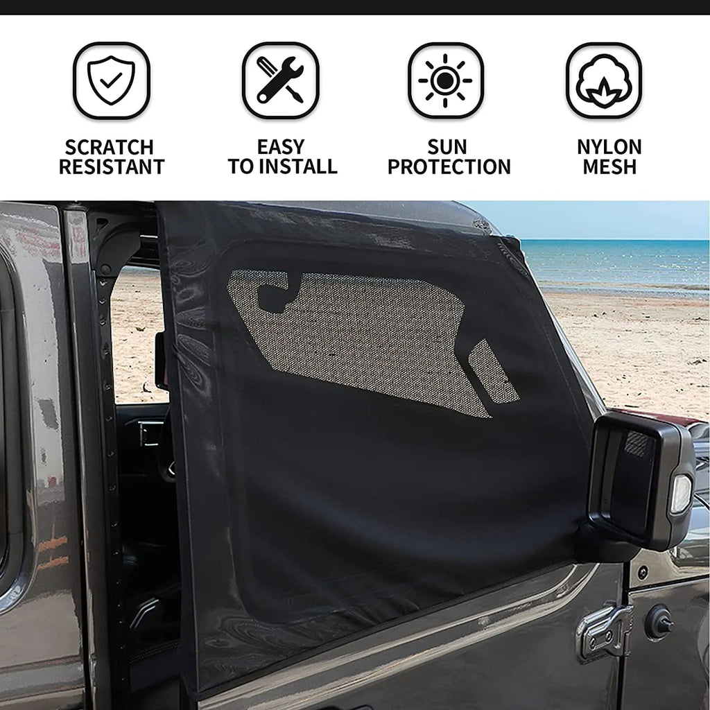 For Jeep Wrangler TJ JK JL & Gladiator JT Front & Rear Window UV Protection Sun Shade Breathable Mesh