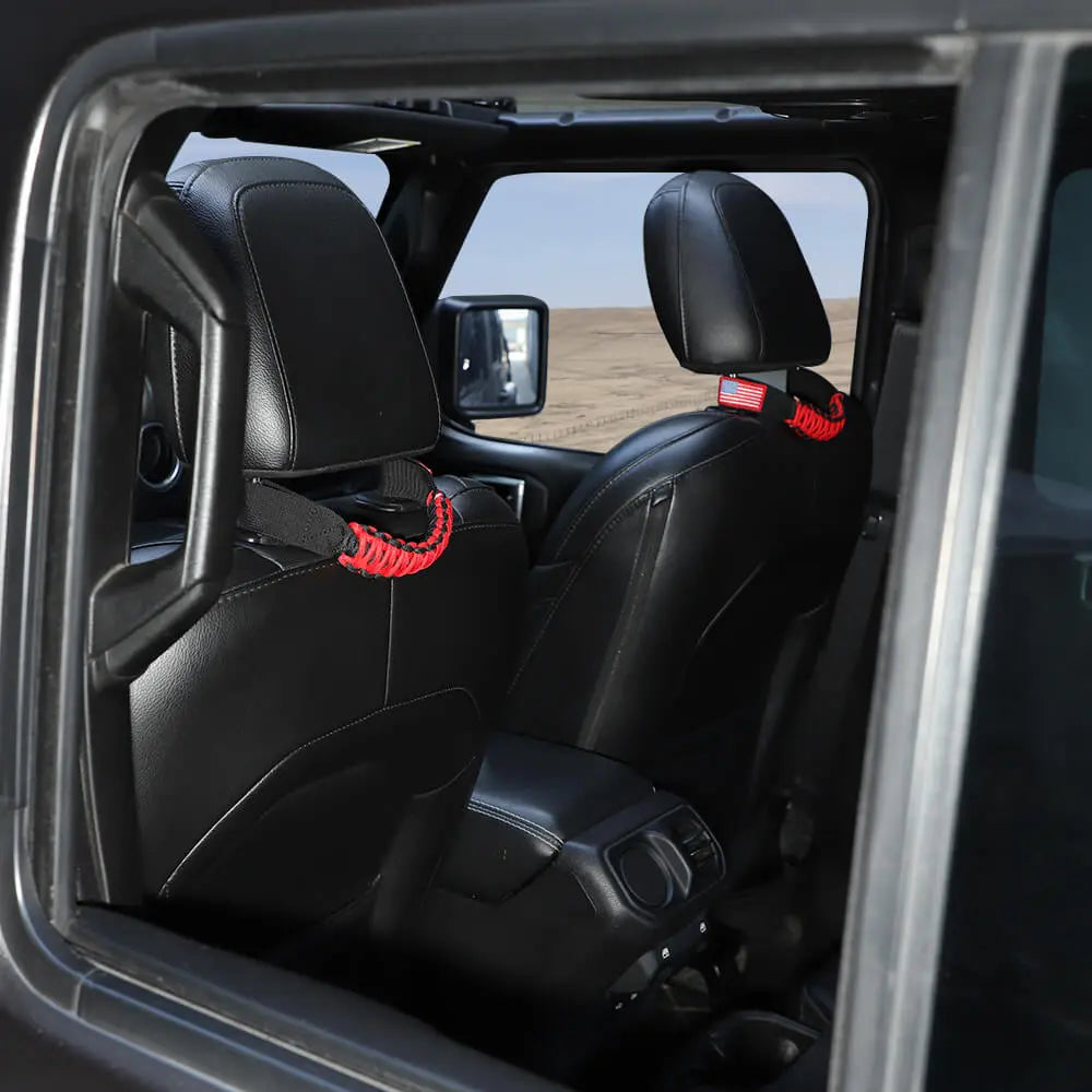 For Jeep Wrangler TJ JK JL & Gladiator JT Paracord Grab Handle Rear Seat Headrest Grip Handle USA Flag