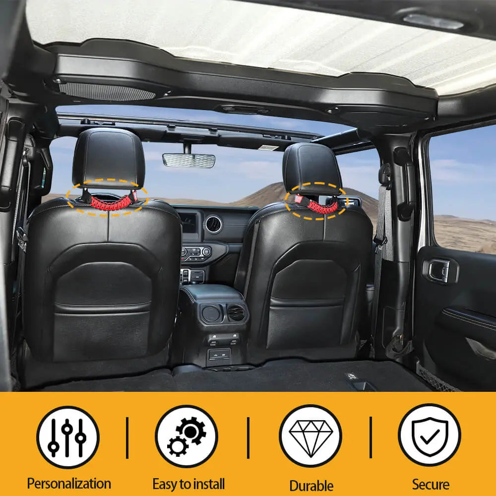 For Jeep Wrangler TJ JK JL & Gladiator JT Paracord Grab Handle Rear Seat Headrest Grip Handle USA Flag