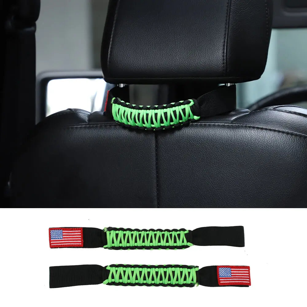 For Jeep Wrangler TJ JK JL & Gladiator JT Paracord Grab Handle Rear Seat Headrest Grip Handle USA Flag