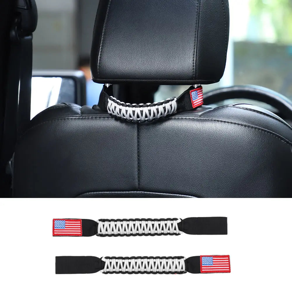 For Jeep Wrangler TJ JK JL & Gladiator JT Paracord Grab Handle Rear Seat Headrest Grip Handle USA Flag