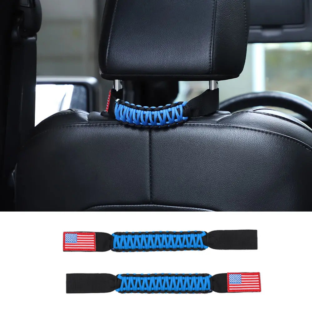 For Jeep Wrangler TJ JK JL & Gladiator JT Paracord Grab Handle Rear Seat Headrest Grip Handle USA Flag