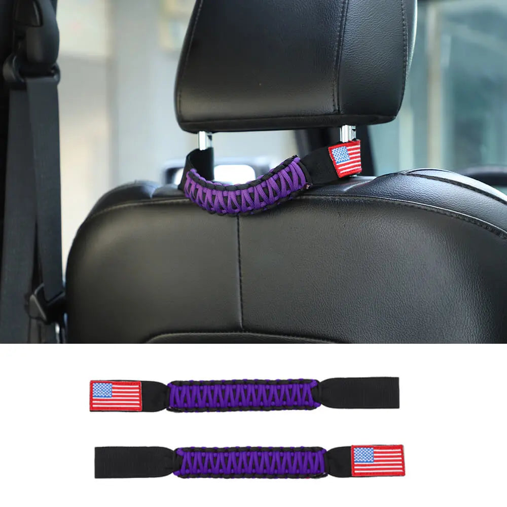 For Jeep Wrangler TJ JK JL & Gladiator JT Paracord Grab Handle Rear Seat Headrest Grip Handle USA Flag