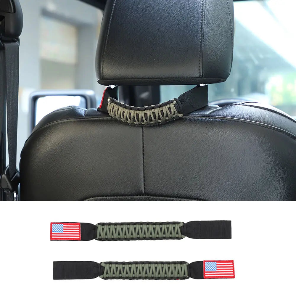 For Jeep Wrangler TJ JK JL & Gladiator JT Paracord Grab Handle Rear Seat Headrest Grip Handle USA Flag