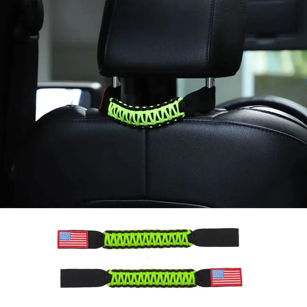For Jeep Wrangler TJ JK JL & Gladiator JT Paracord Grab Handle Rear Seat Headrest Grip Handle USA Flag