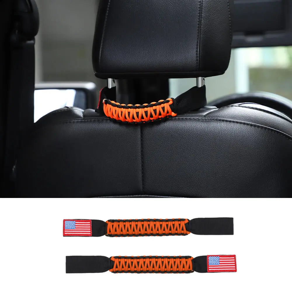 For Jeep Wrangler TJ JK JL & Gladiator JT Paracord Grab Handle Rear Seat Headrest Grip Handle USA Flag