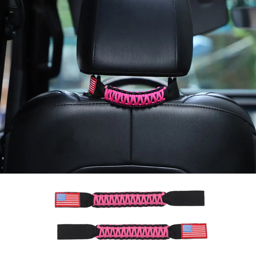 For Jeep Wrangler TJ JK JL & Gladiator JT Paracord Grab Handle Rear Seat Headrest Grip Handle USA Flag