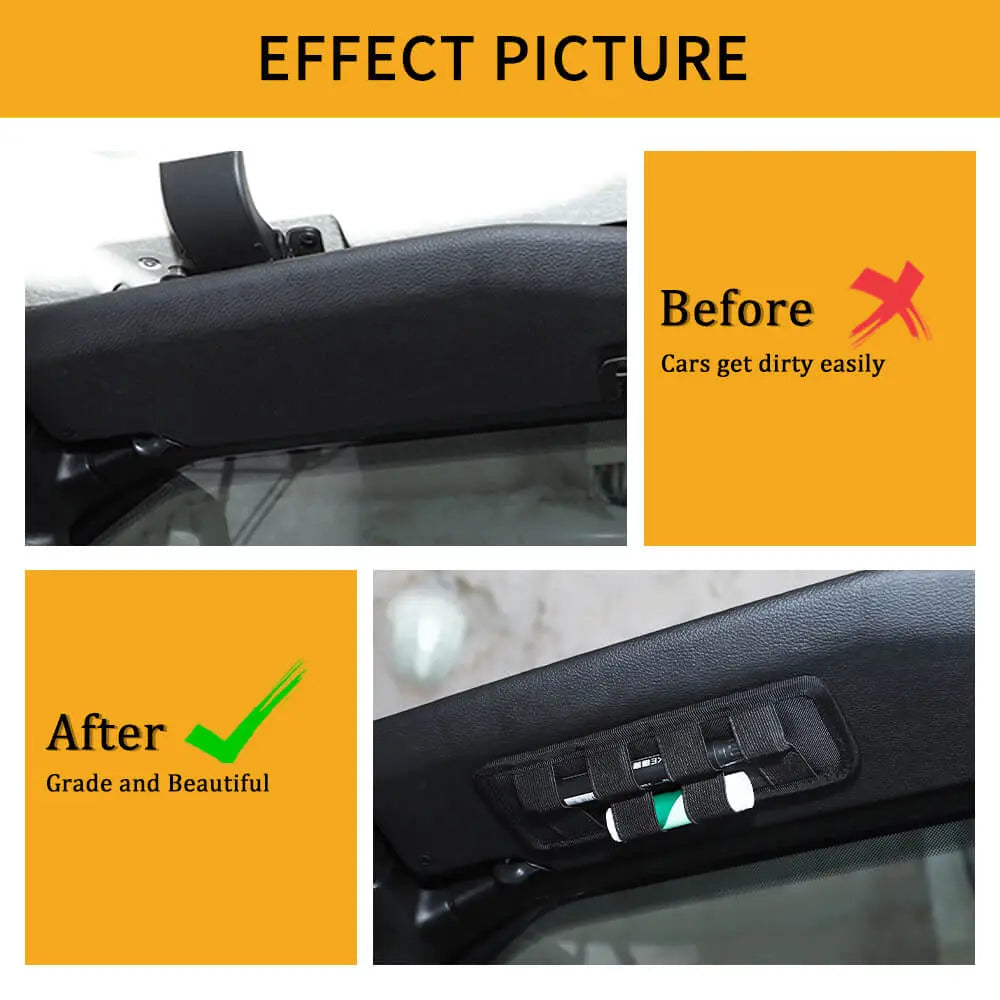 For Jeep Wrangler TJ JK JL & Gladiator JT Sun Visor Mount Tactical Bag Insert Modular Storage Utility Admin Pouch Pen Holder