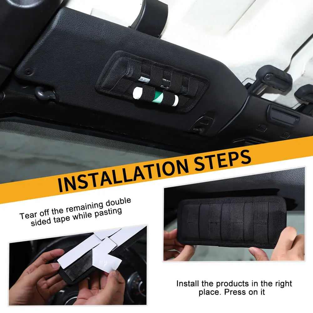 For Jeep Wrangler TJ JK JL & Gladiator JT Sun Visor Mount Tactical Bag Insert Modular Storage Utility Admin Pouch Pen Holder