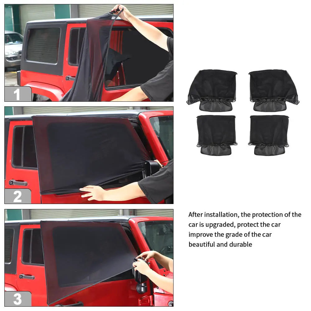 For Jeep Wrangler TJ JK JL & Gladiator JT Window Sunshade Mesh Anti Insect Net Cover