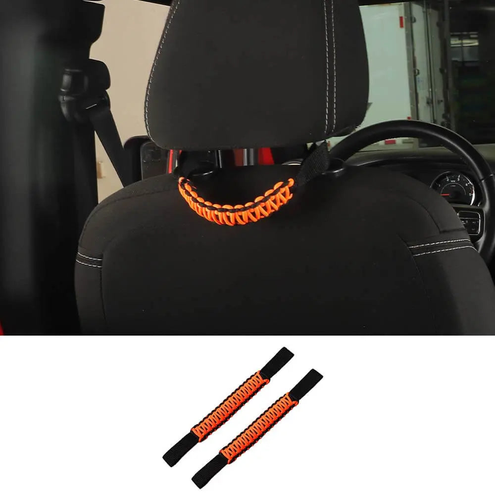 For Jeep Wrangler TJ JL JK JT Headrest Paracord Grab Handles Rear Seat Grip Handles Seat Roll Bars