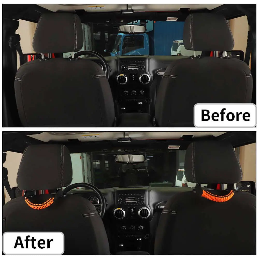 For Jeep Wrangler TJ JL JK JT Headrest Paracord Grab Handles Rear Seat Grip Handles Seat Roll Bars