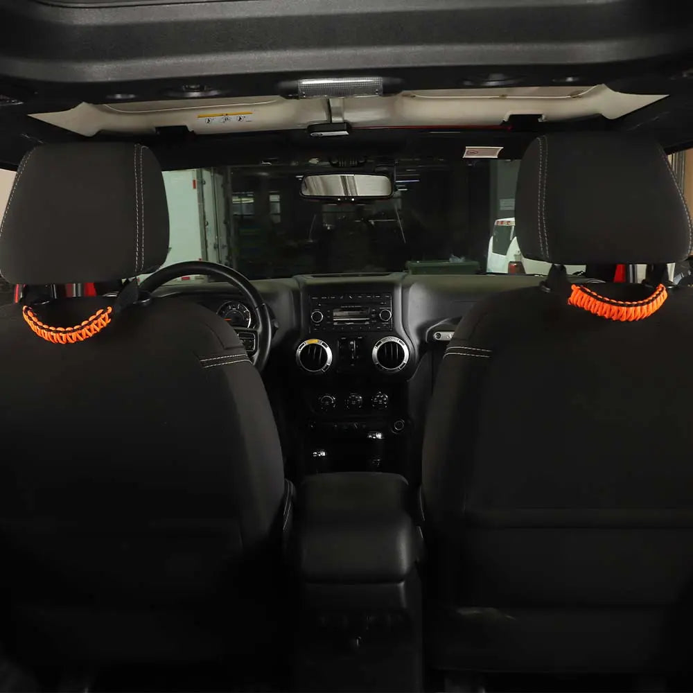 For Jeep Wrangler TJ JL JK JT Headrest Paracord Grab Handles Rear Seat Grip Handles Seat Roll Bars