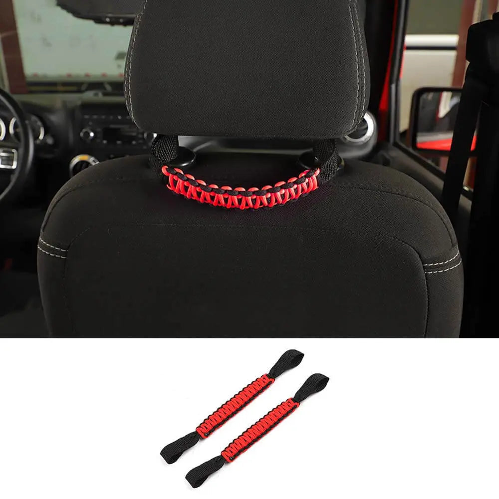 For Jeep Wrangler TJ JL JK JT Headrest Paracord Grab Handles Rear Seat Grip Handles Seat Roll Bars
