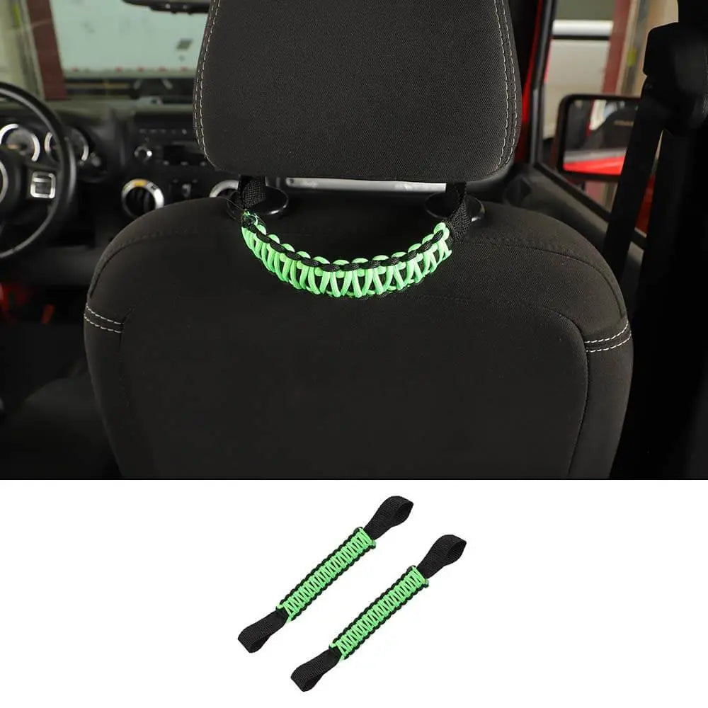 For Jeep Wrangler TJ JL JK JT Headrest Paracord Grab Handles Rear Seat Grip Handles Seat Roll Bars