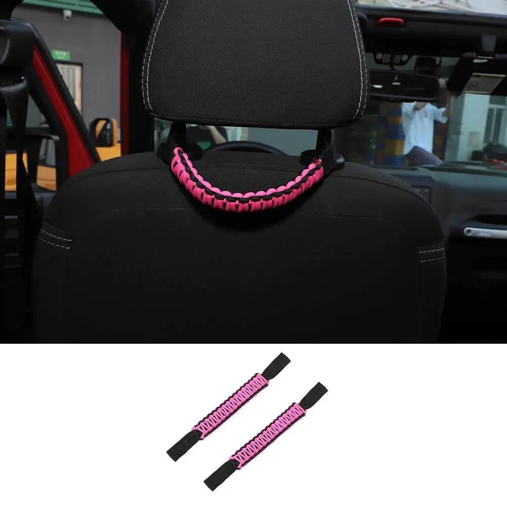 For Jeep Wrangler TJ JL JK JT Headrest Paracord Grab Handles Rear Seat Grip Handles Seat Roll Bars